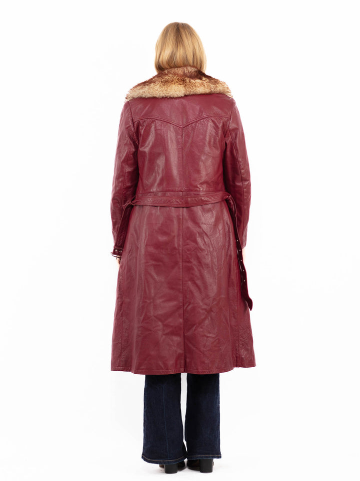Vintage 70's Women Leather Coat in RedA0786