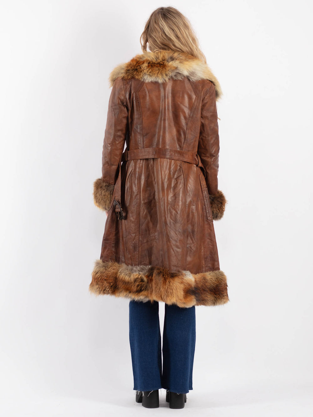 Vintage 70's Women Leather Coat in BrownV9192