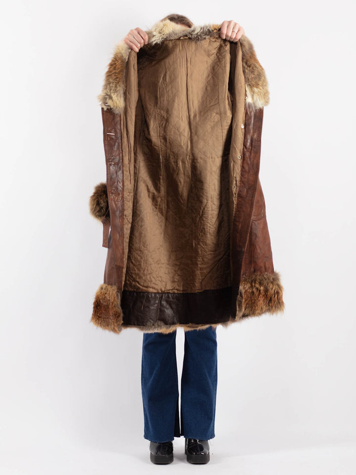 Vintage 70's Women Leather Coat in BrownV9192