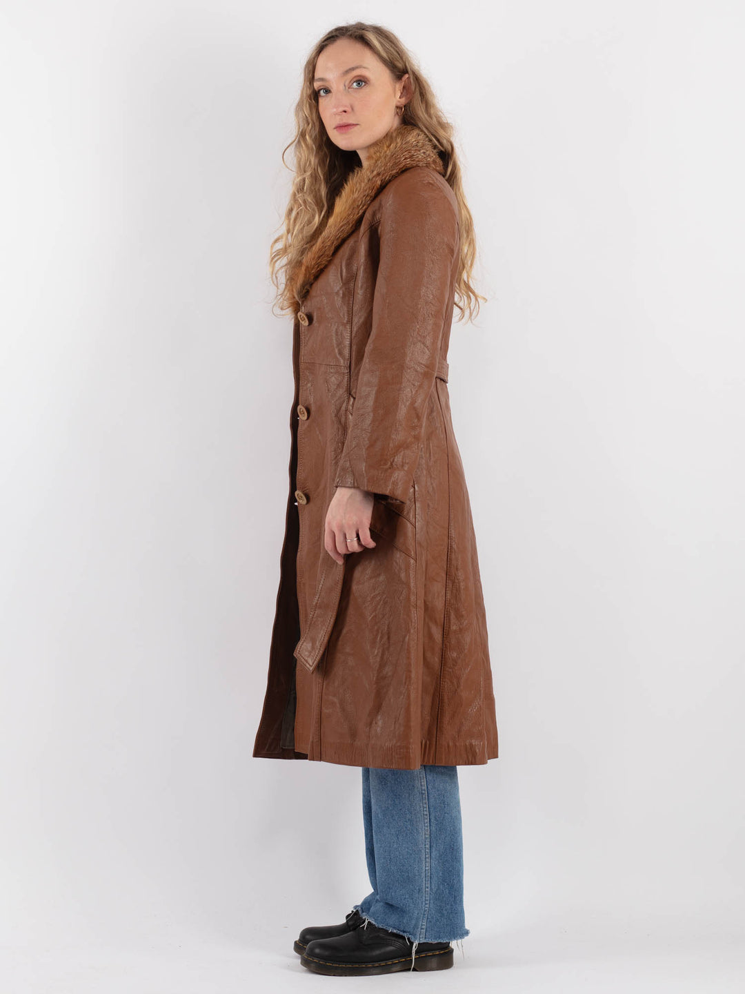 Vintage 70's Women Leather Coat in BrownV9296