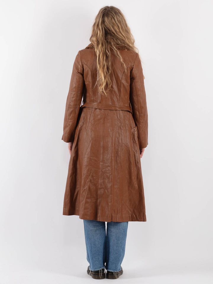 Vintage 70's Women Leather Coat in BrownV9296
