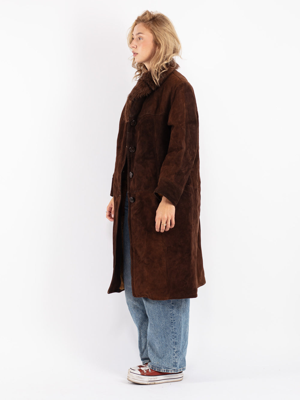 Vintage 70's Women Sheepskin Coat in Brown
