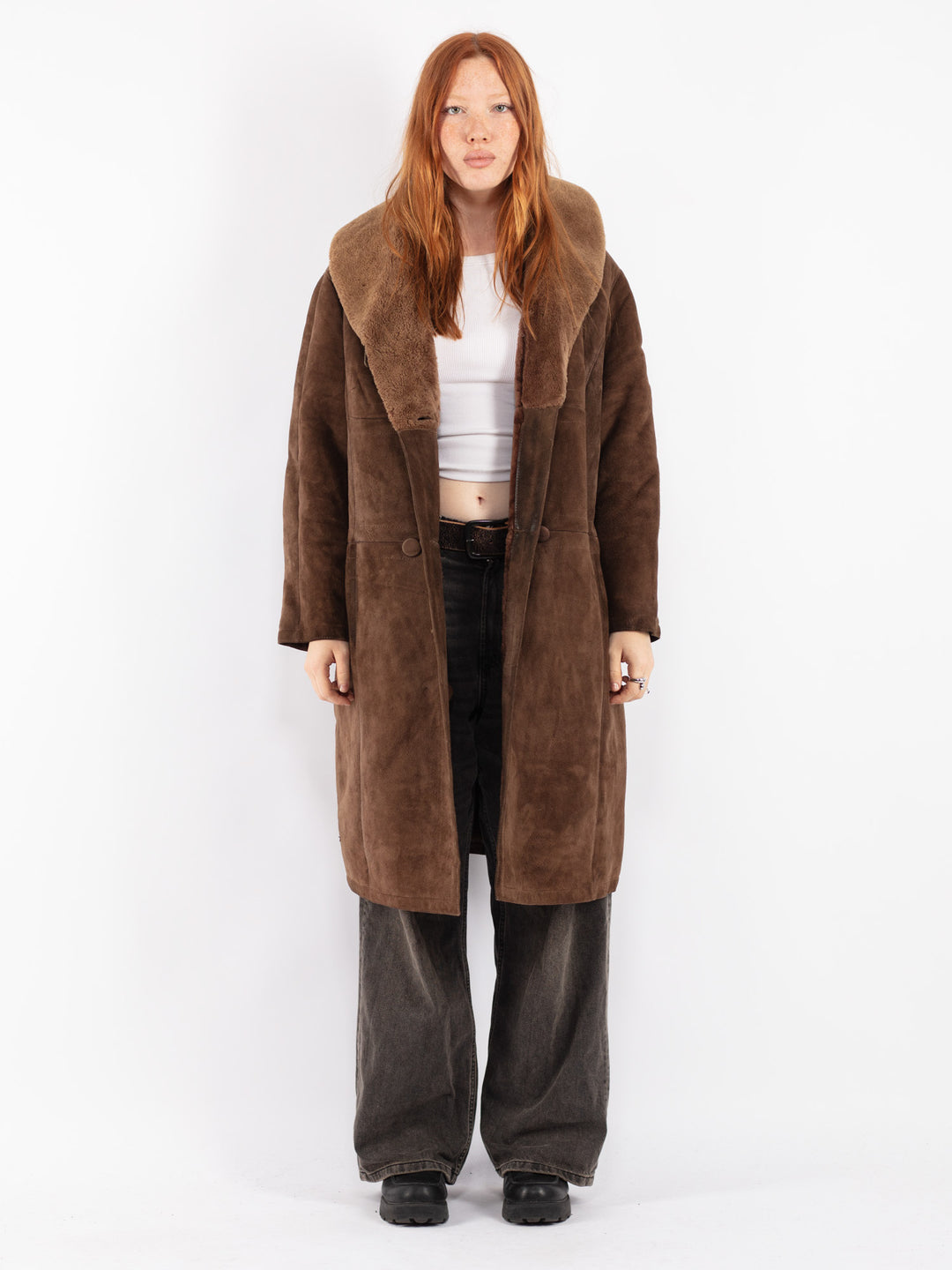 Vintage 70's Women Sheepskin Coat in Brown