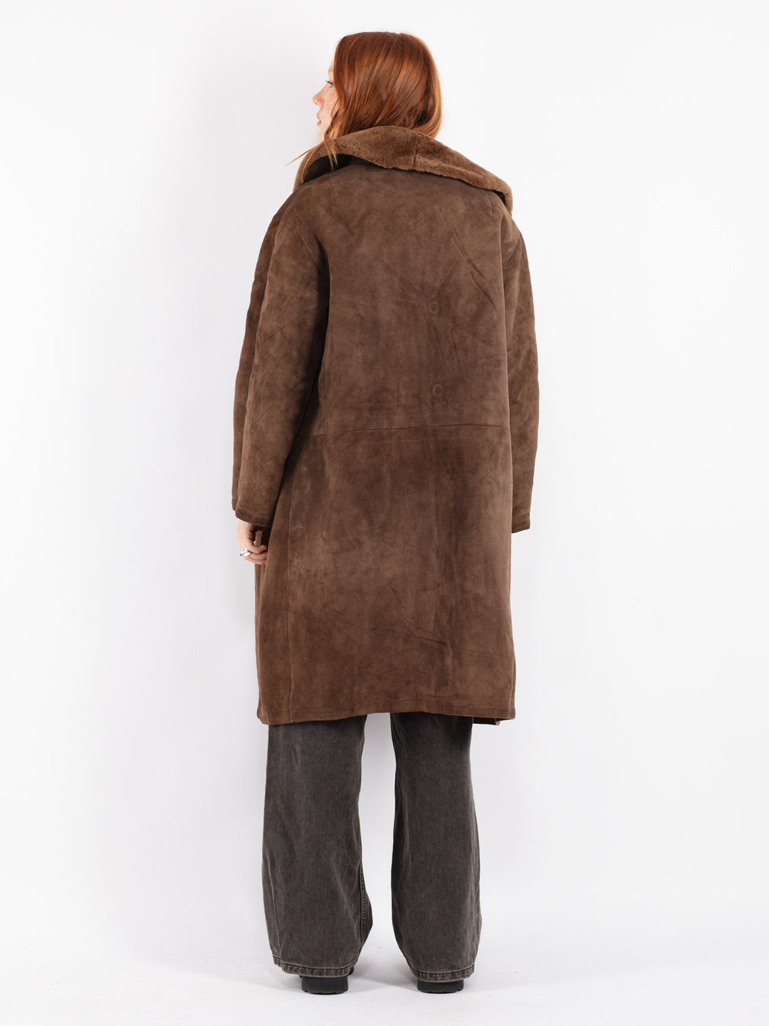 Vintage 70's Women Sheepskin Coat in Brown
