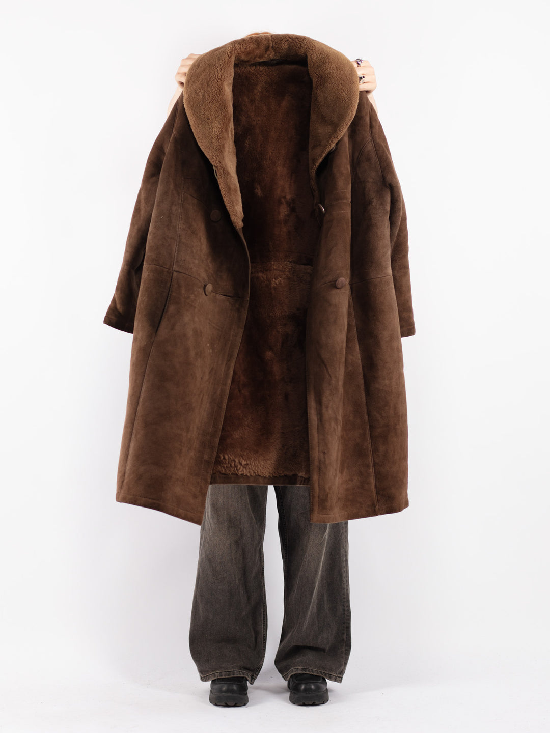Vintage 70's Women Sheepskin Coat in Brown