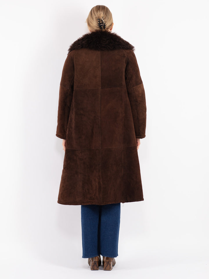 Vintage 70's Women Sheepskin Coat in Brown