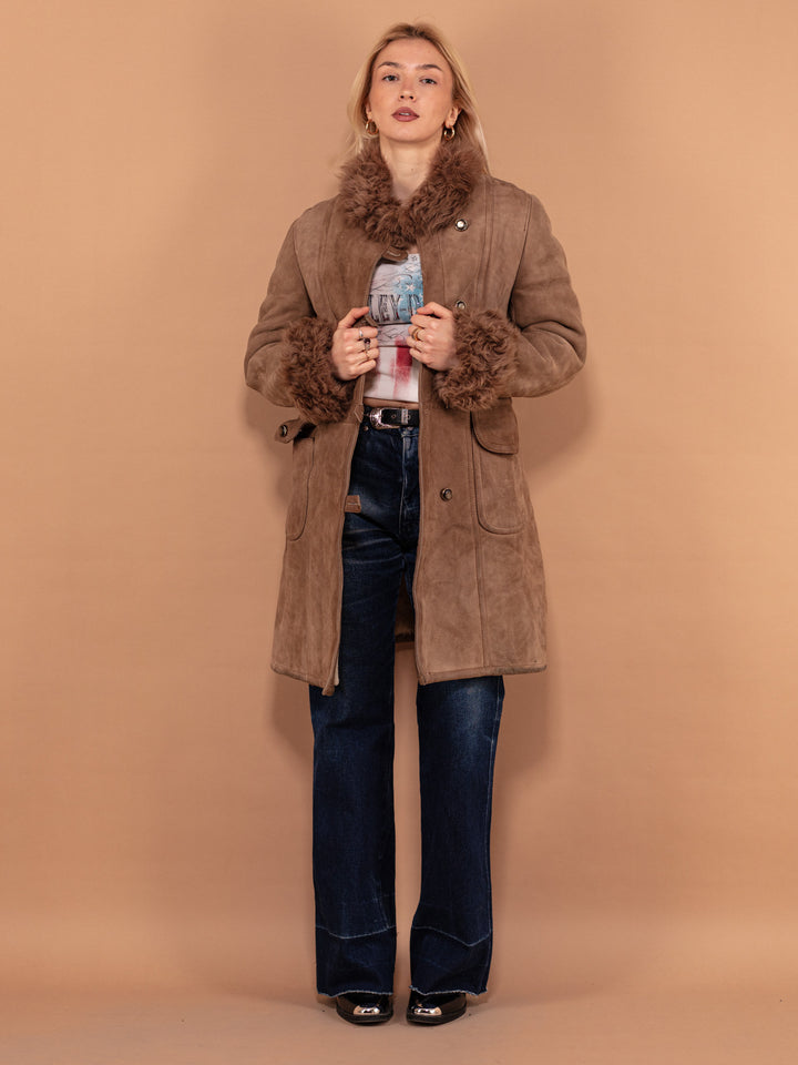 Vintage 70's Women Sheepskin Coat in Beige - NorthernGrip