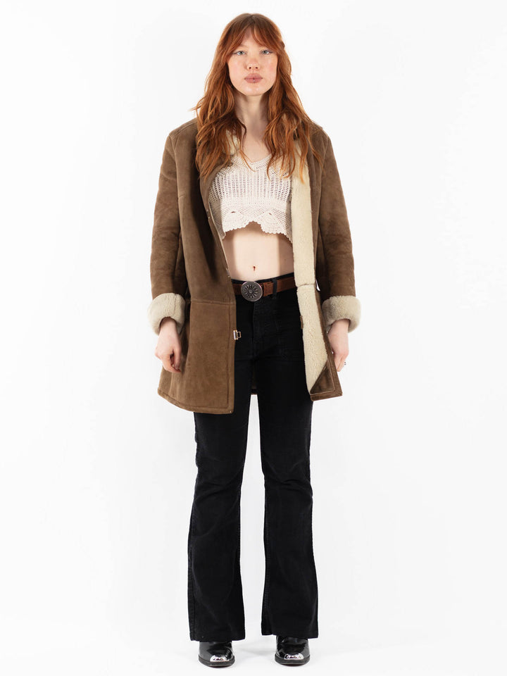 Vintage 70's Women Sheepskin Coat in BrownV9741