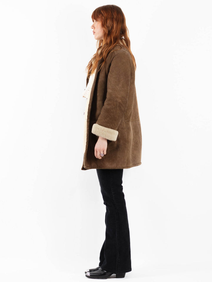 Vintage 70's Women Sheepskin Coat in BrownV9741