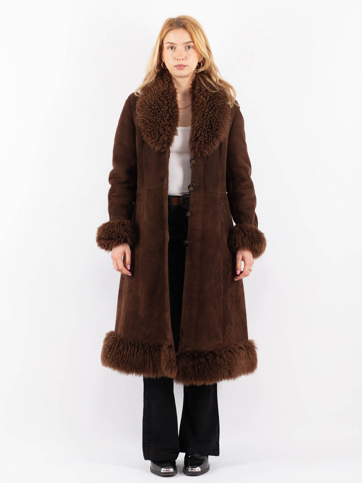 Vintage 70's Women Sheepskin Coat in BrownV9643