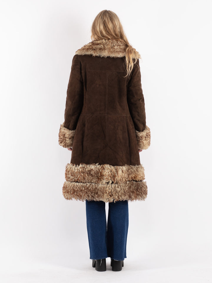 Vintage 70's Women Sheepskin Coat in Brown