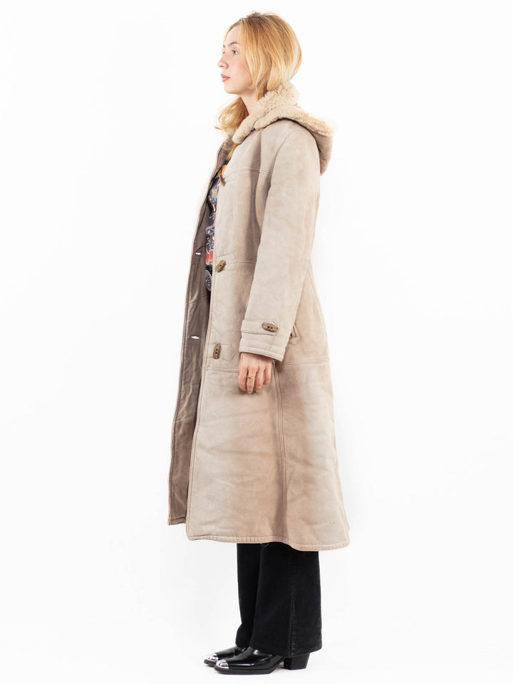 Vintage 70's Women Sheepskin Coat in BeigeA0137