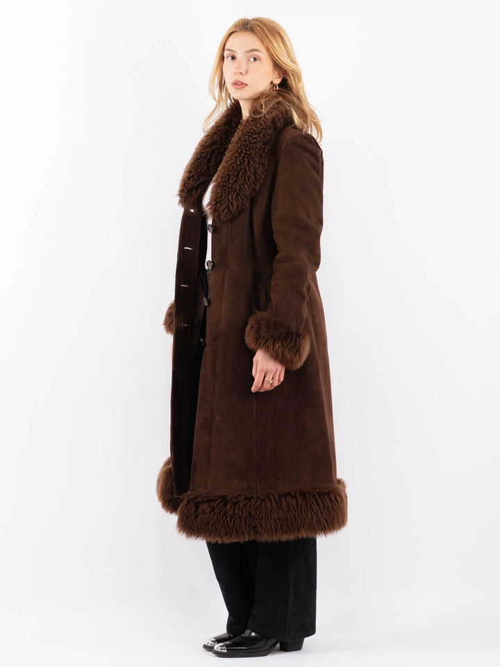 Vintage 70's Women Sheepskin Coat in BrownV9643