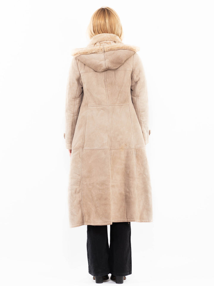 Vintage 70's Women Sheepskin Coat in BeigeA0137