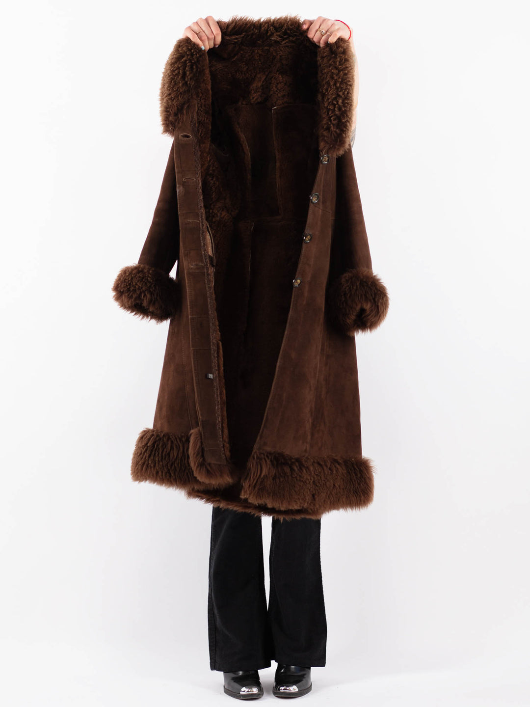 Vintage 70's Women Sheepskin Coat in BrownV9643