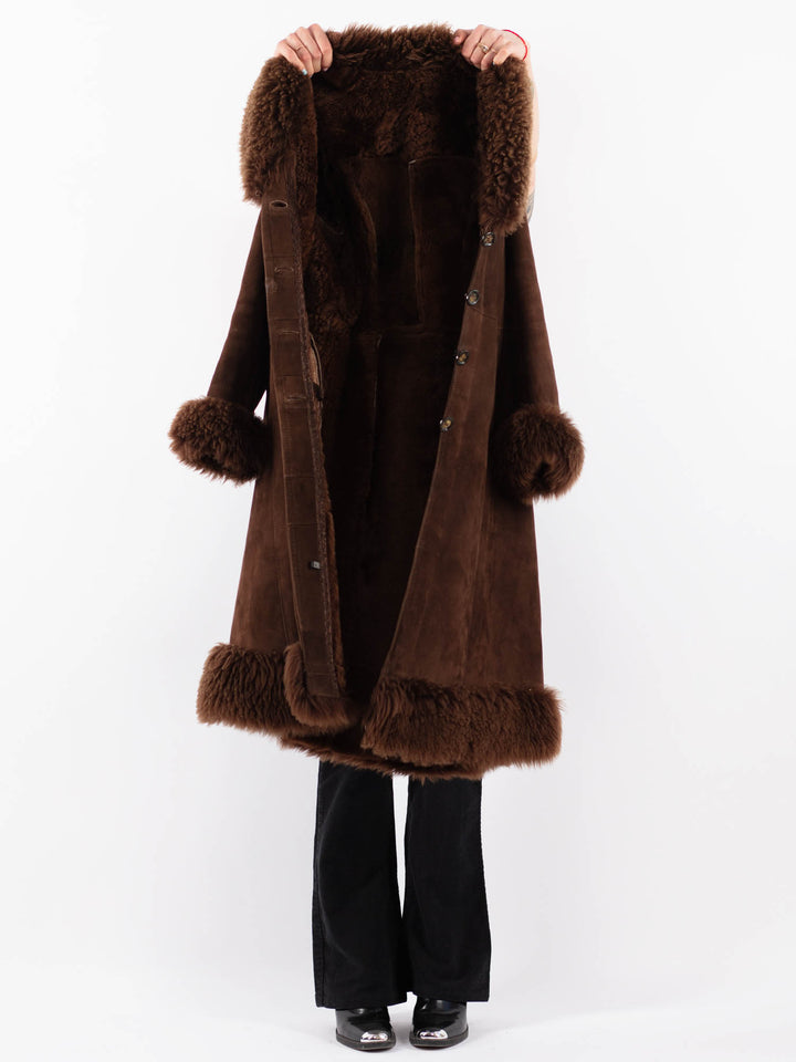 Vintage 70's Women Sheepskin Coat in BrownV9643