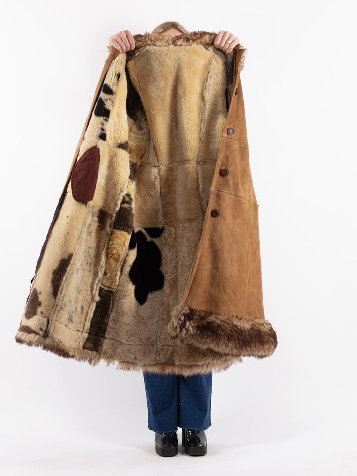 Vintage 70's Women Sheepskin Coat in Beige