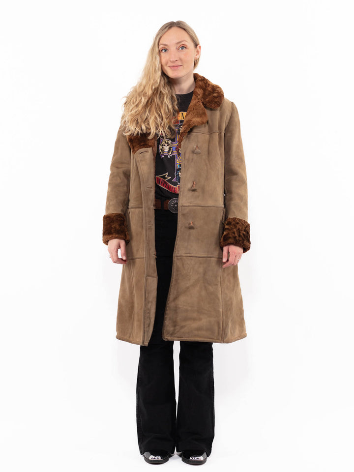 Vintage 70's Women Sheepskin Coat in BeigeA0874