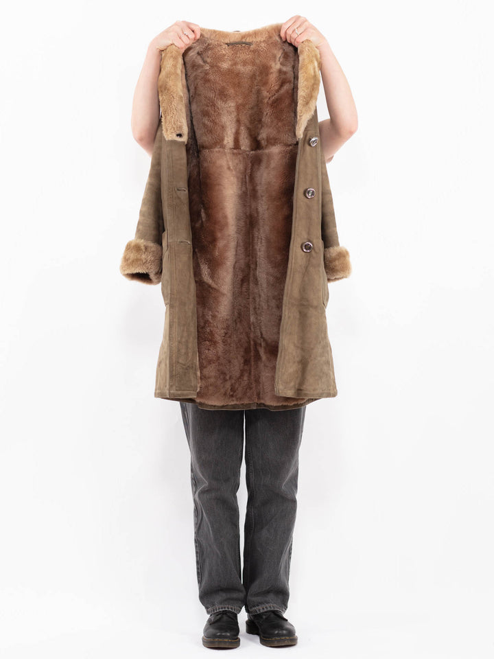 Vintage 70's Women Sheepskin Coat in BeigeA0591