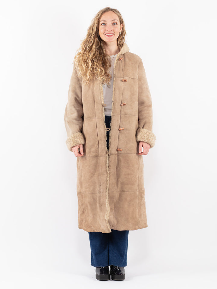 Vintage 70's Women Sheepskin Coat in Beige