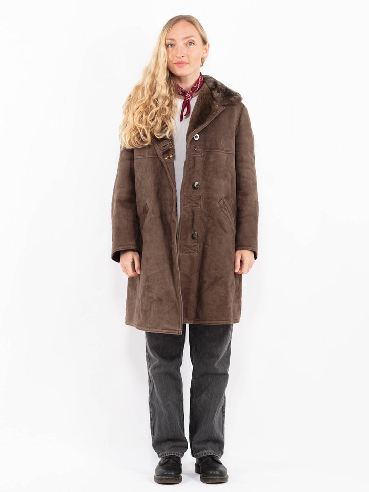 Vintage 70's Women Sheepskin Coat in BrownA0594