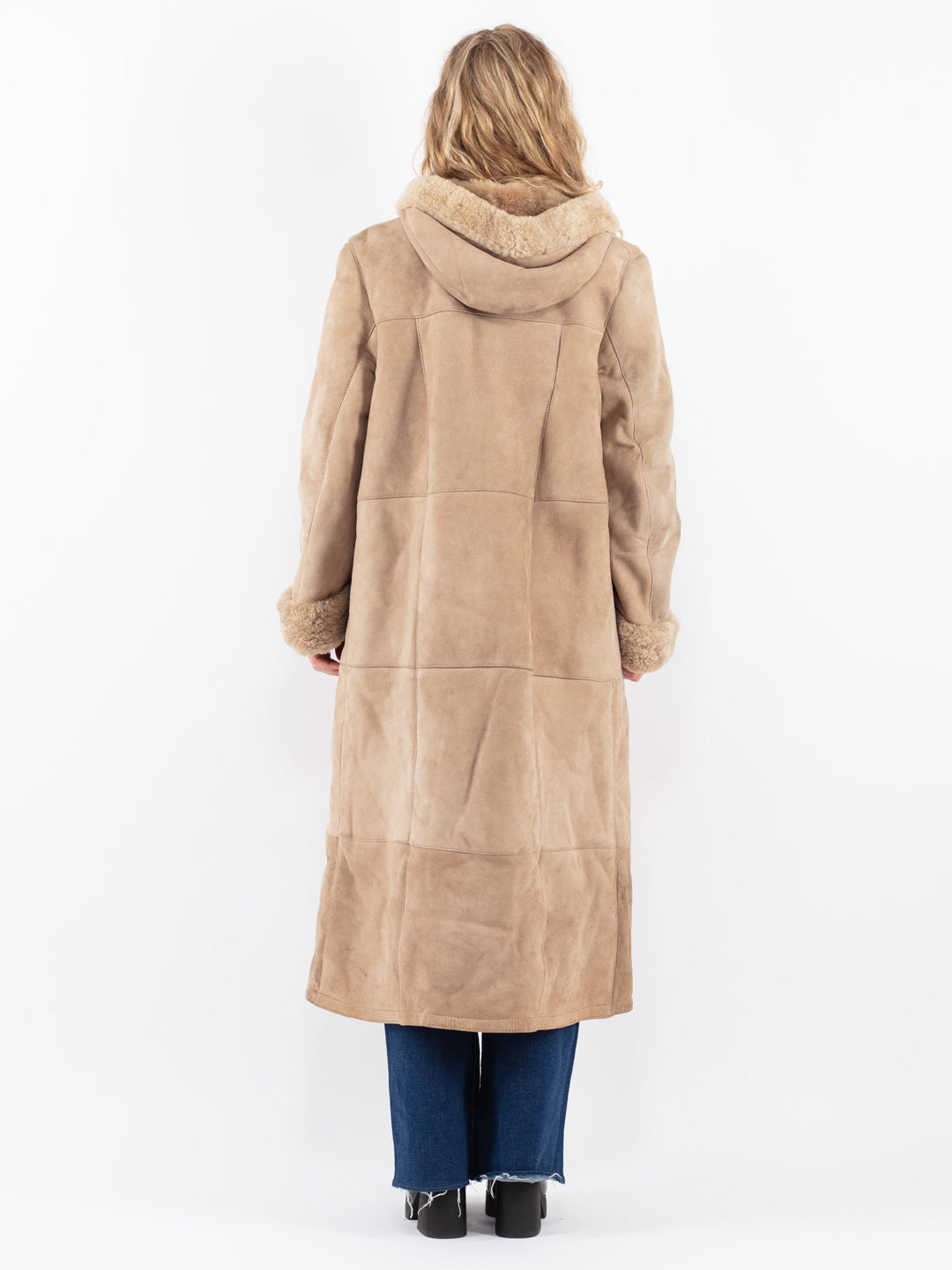 Vintage 70's Women Sheepskin Coat in Beige