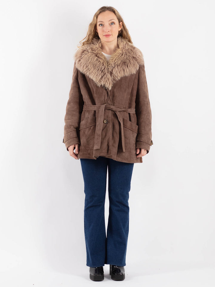 Vintage 70's Women Sheepskin Coat in BeigeV9136