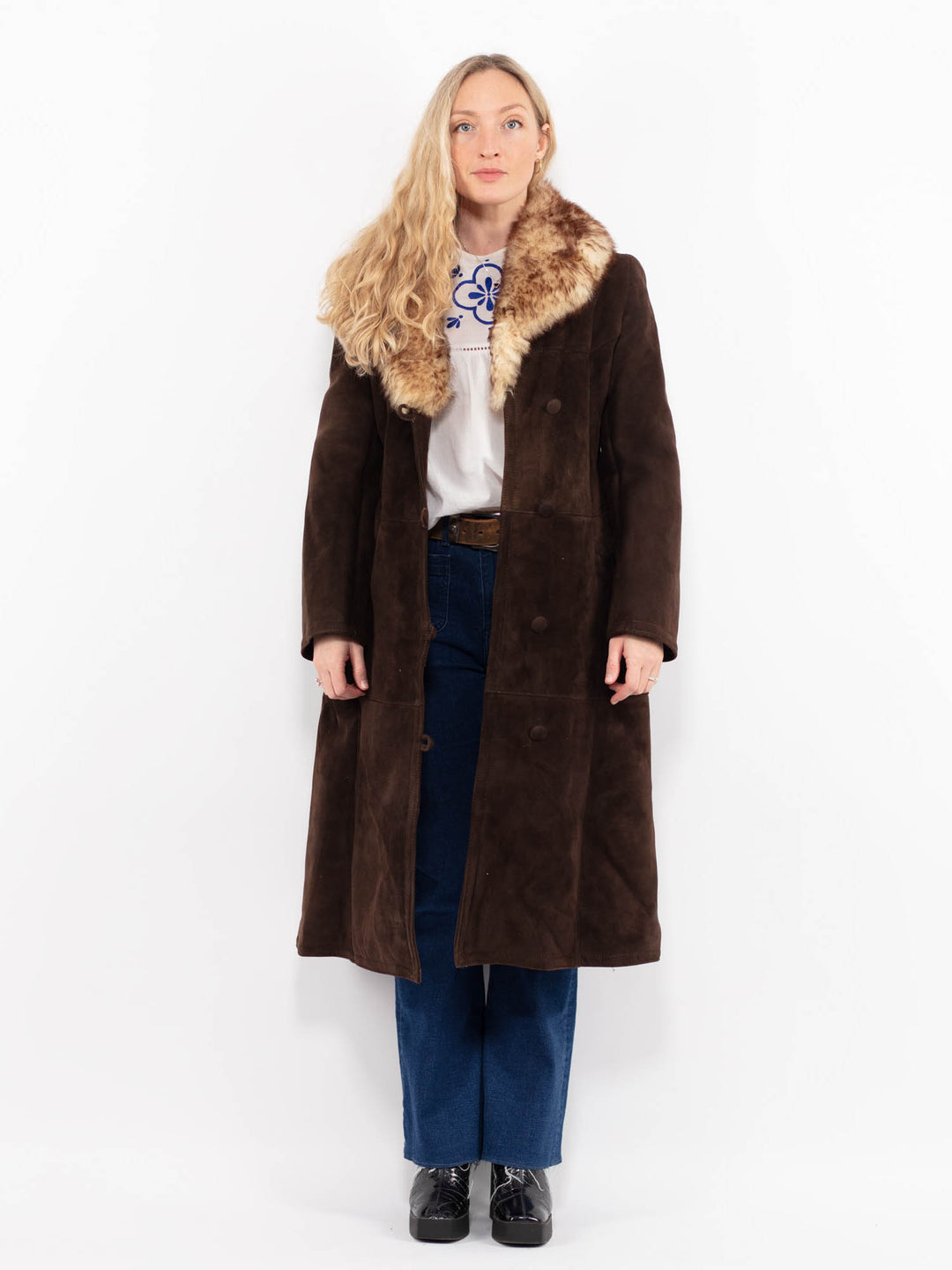 Vintage 70's Women Sheepskin Coat in BrownA0981