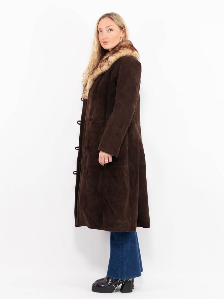 Vintage 70's Women Sheepskin Coat in BrownA0981