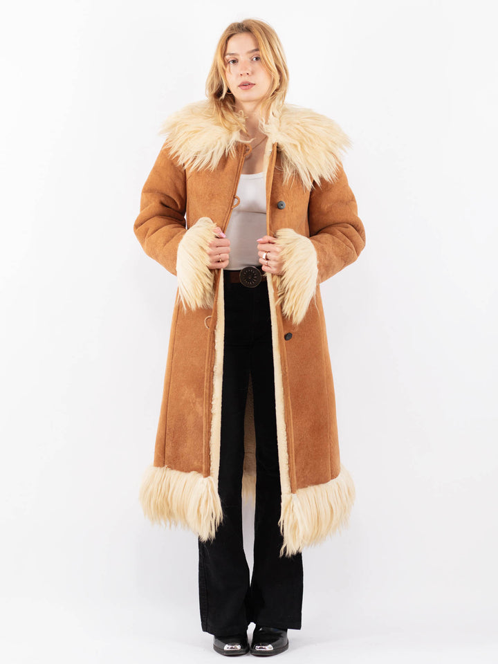 Vintage 70's Women Sheepskin Coat in BrownV9647