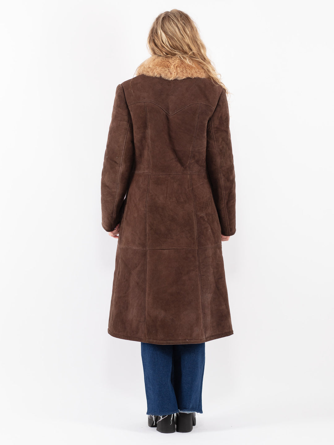 Vintage 70's Women Sheepskin Coat in Brown