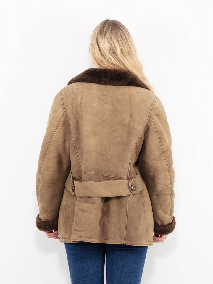Vintage 70's Women Sheepskin Coat in BeigeA0982