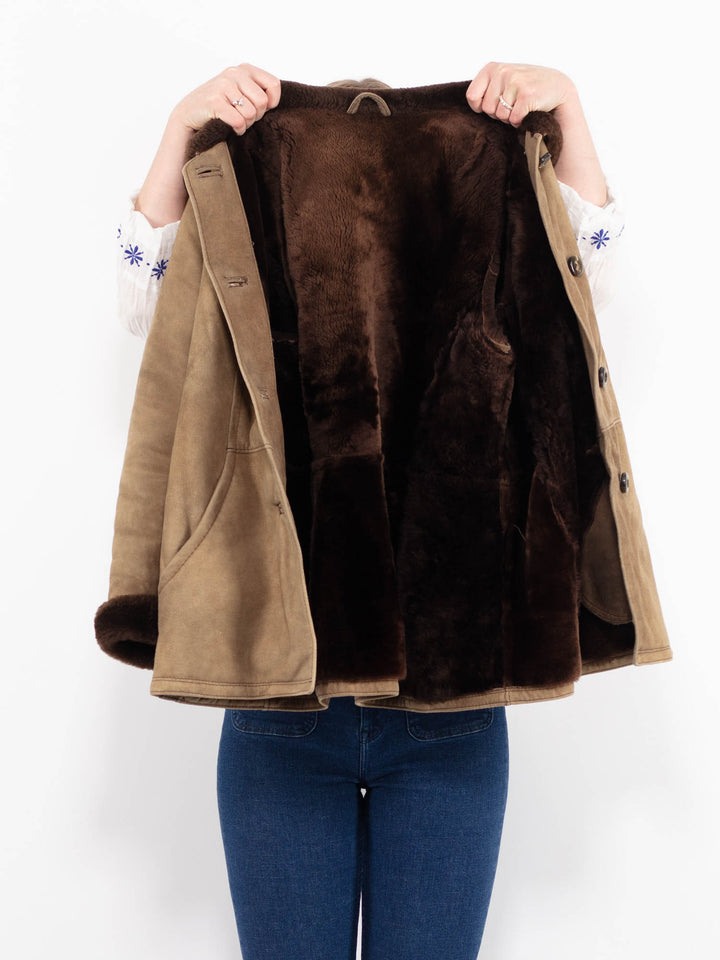 Vintage 70's Women Sheepskin Coat in BeigeA0982