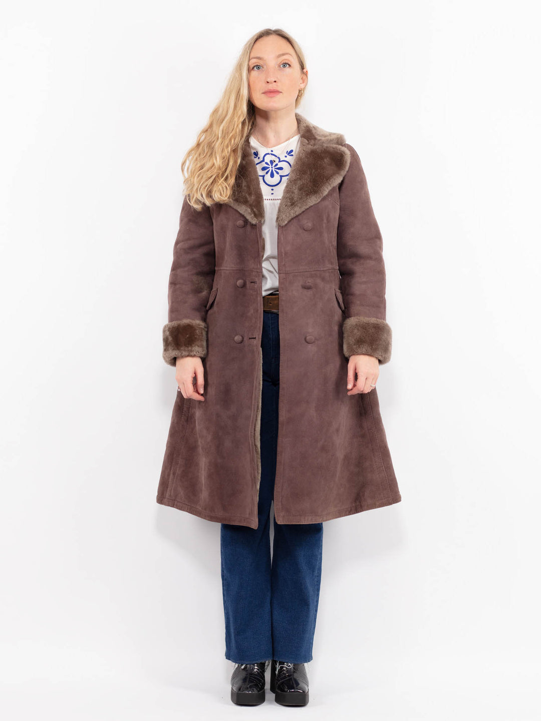 Vintage 70's Women Sheepskin Coat in BrownA0983