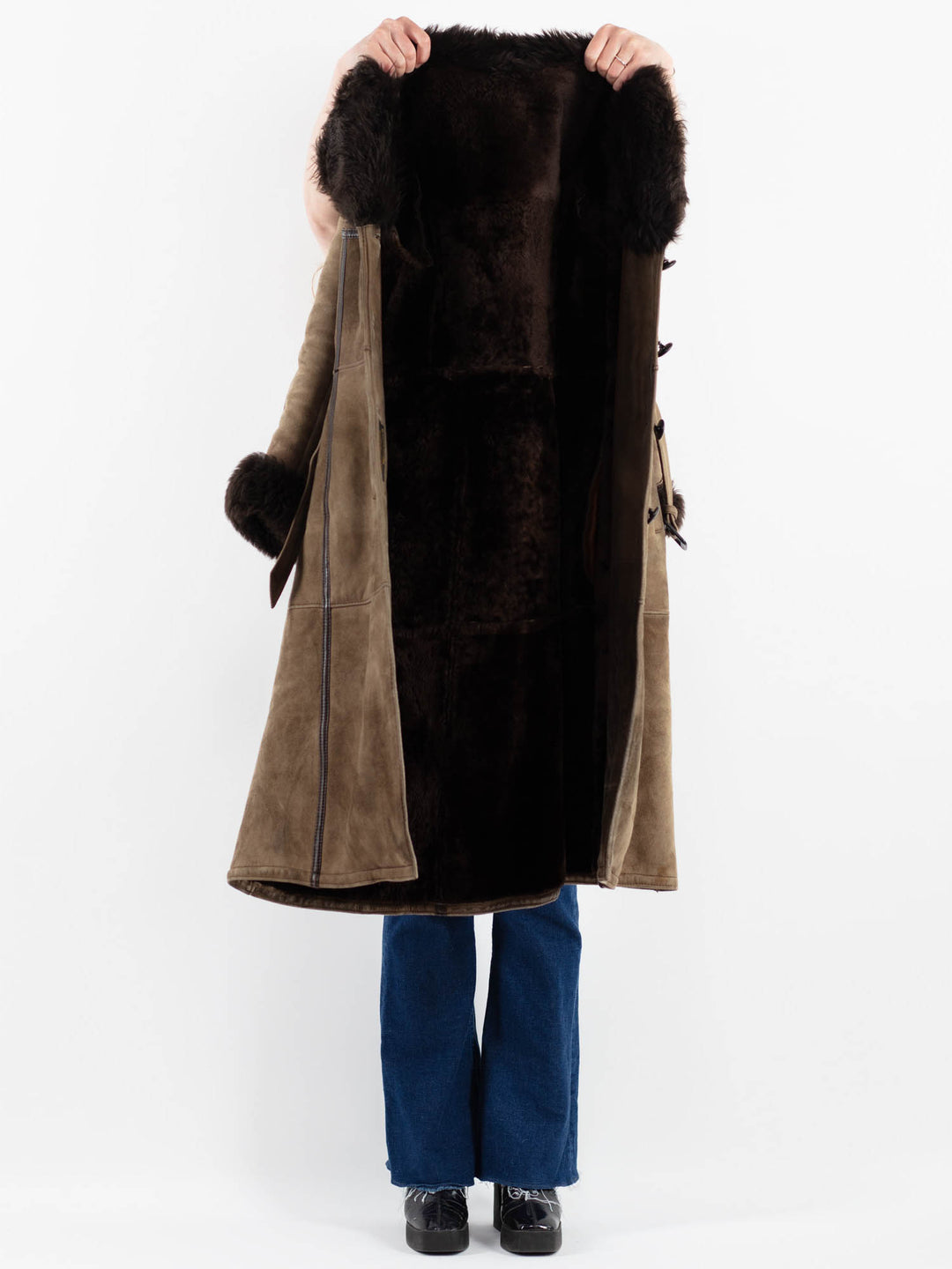 Vintage 70's Women Sheepskin Coat in BeigeV9852