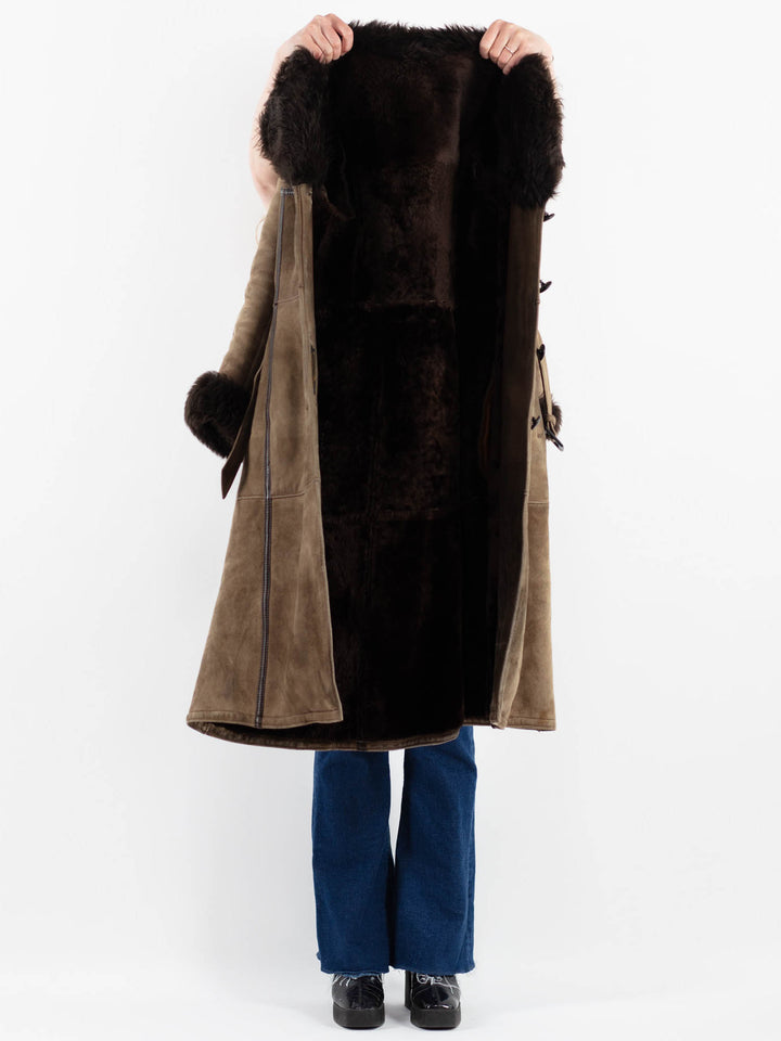 Vintage 70's Women Sheepskin Coat in BeigeV9852
