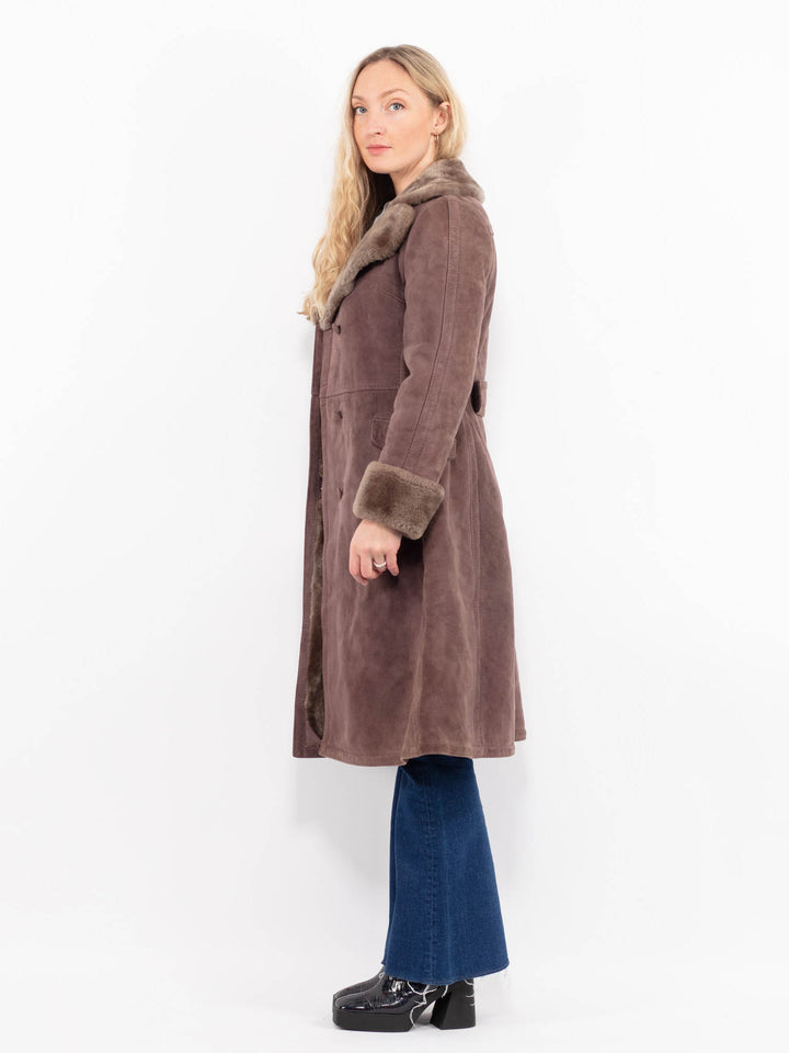 Vintage 70's Women Sheepskin Coat in BrownA0983