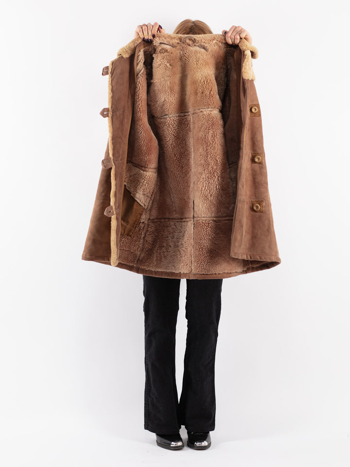 Vintage 70's Women Sheepskin Coat in Brown