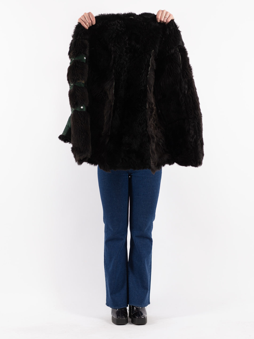 Vintage 70's Women Sheepskin Coat in GreenV8892
