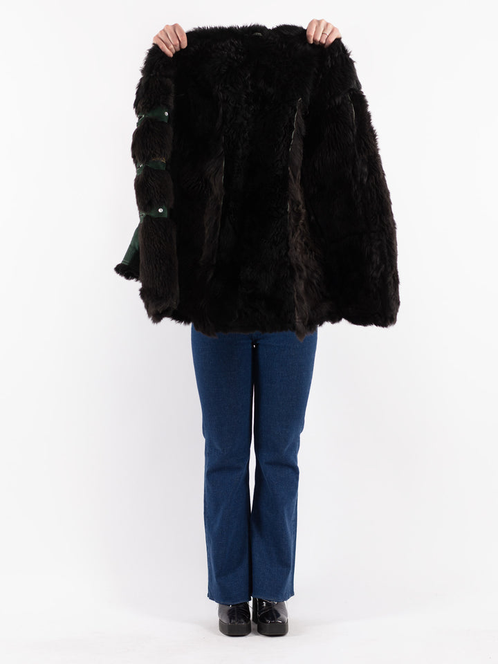 Vintage 70's Women Sheepskin Coat in GreenV8892