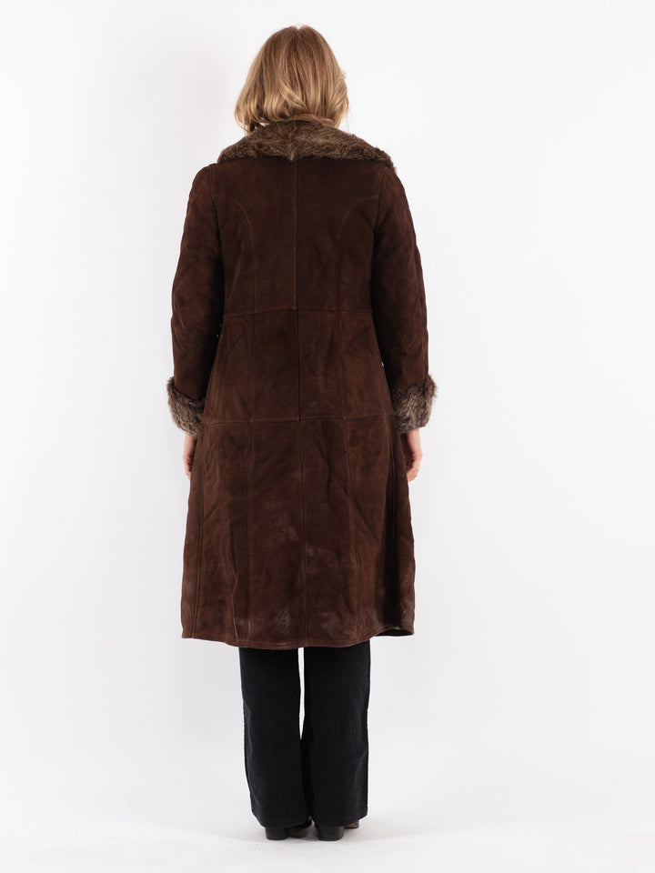 Vintage 70's Women Sheepskin Coat in Brown