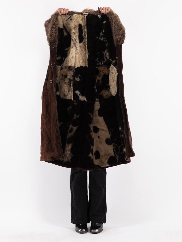 Vintage 70's Women Sheepskin Coat in Brown