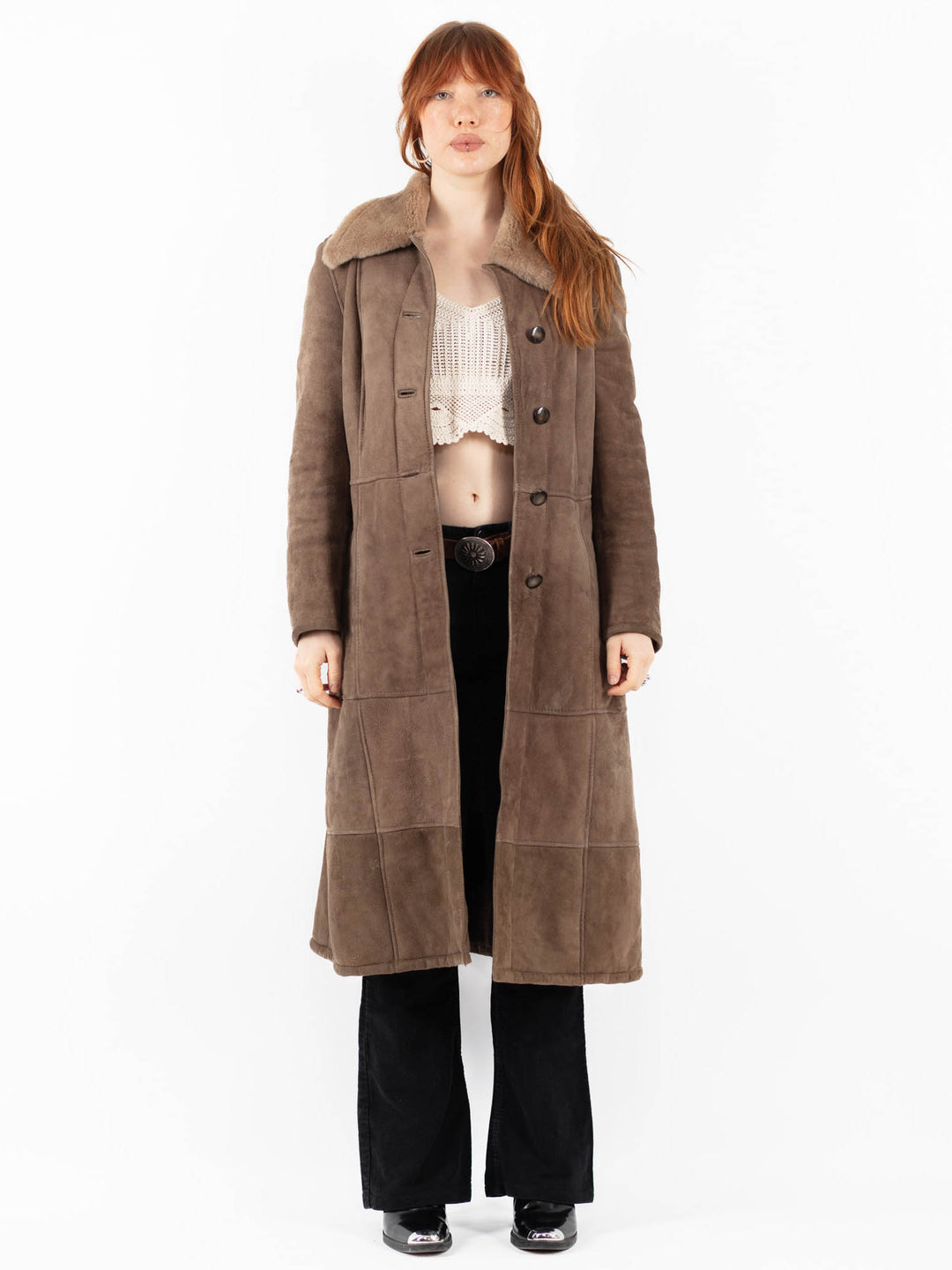 Vintage 70's Women Sheepskin Coat in BeigeV9754