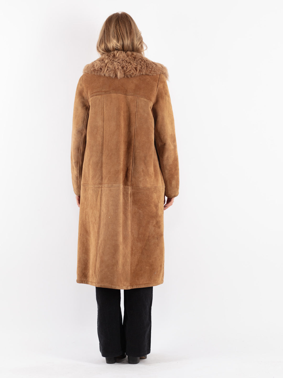 Vintage 70's Women Sheepskin Coat in Beige
