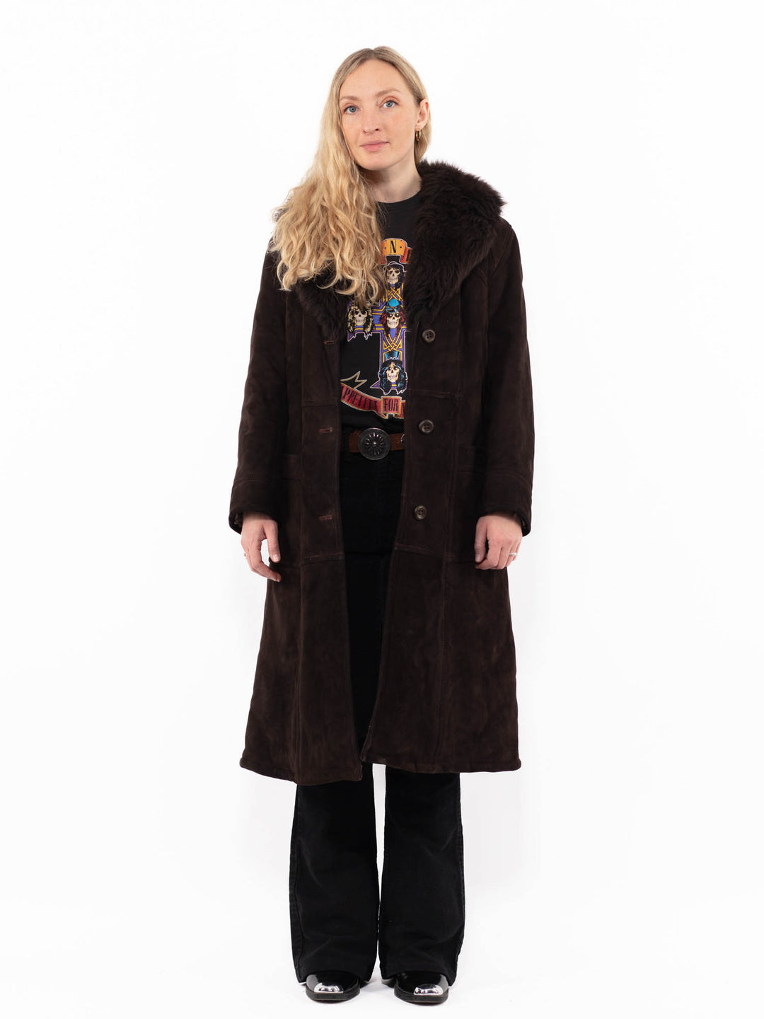 Vintage 70's Women Sheepskin Coat in BrownA0884