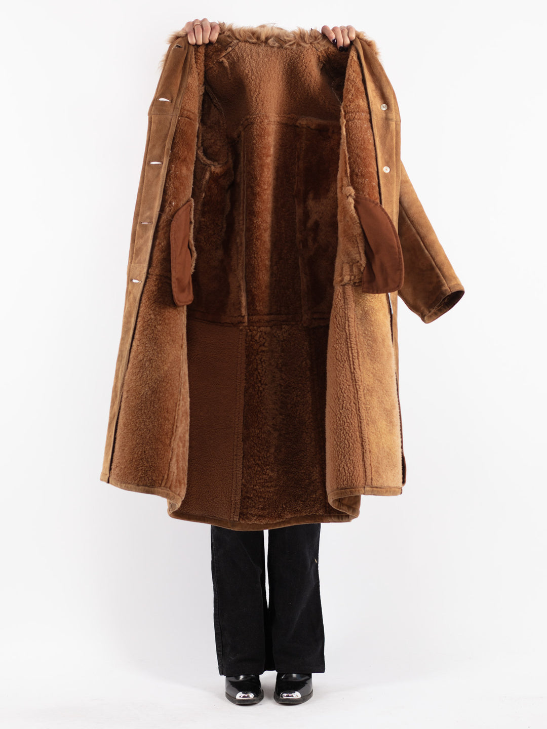 Vintage 70's Women Sheepskin Coat in Beige