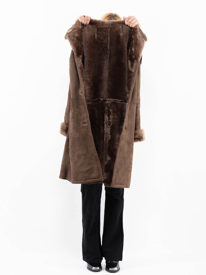 Vintage 70's Women Sheepskin Coat in BrownA0150