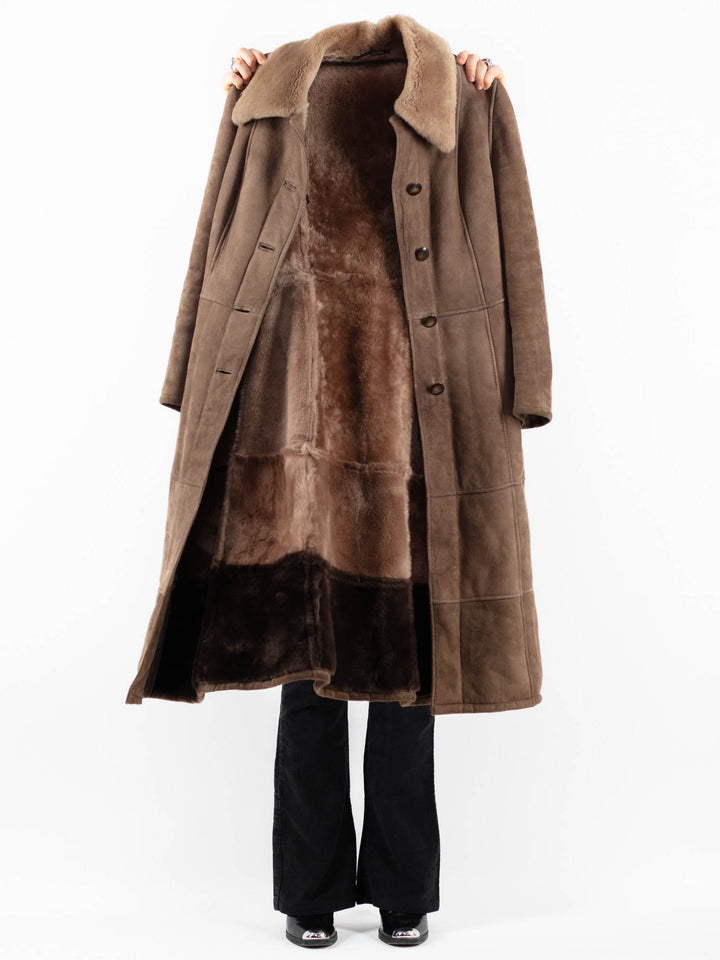 Vintage 70's Women Sheepskin Coat in BeigeV9754