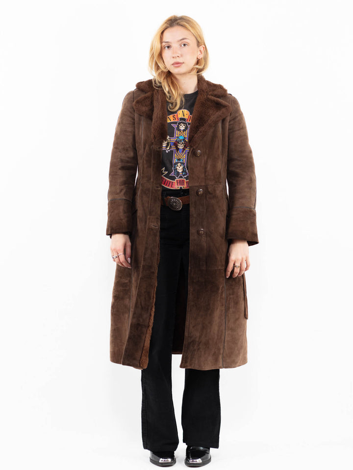 Vintage 70's Women Sheepskin Coat in BrownA0152