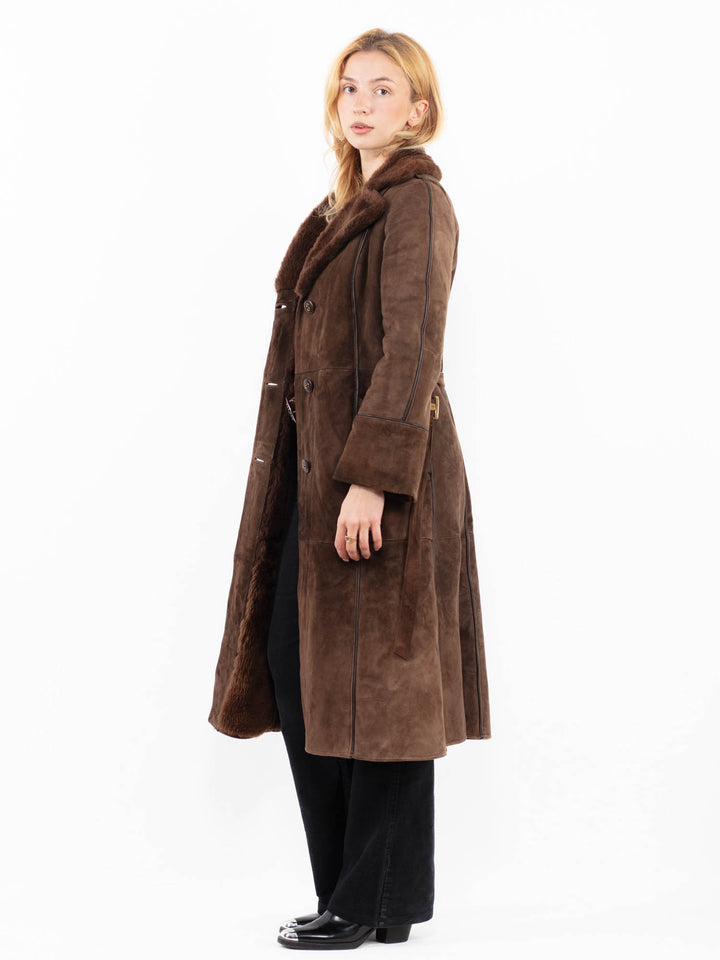 Vintage 70's Women Sheepskin Coat in BrownA0152
